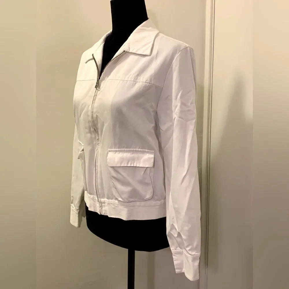 A/X ARMANI EXCHANGE Zip Up Logo Jacket‎ in White - Picture 4 of 11